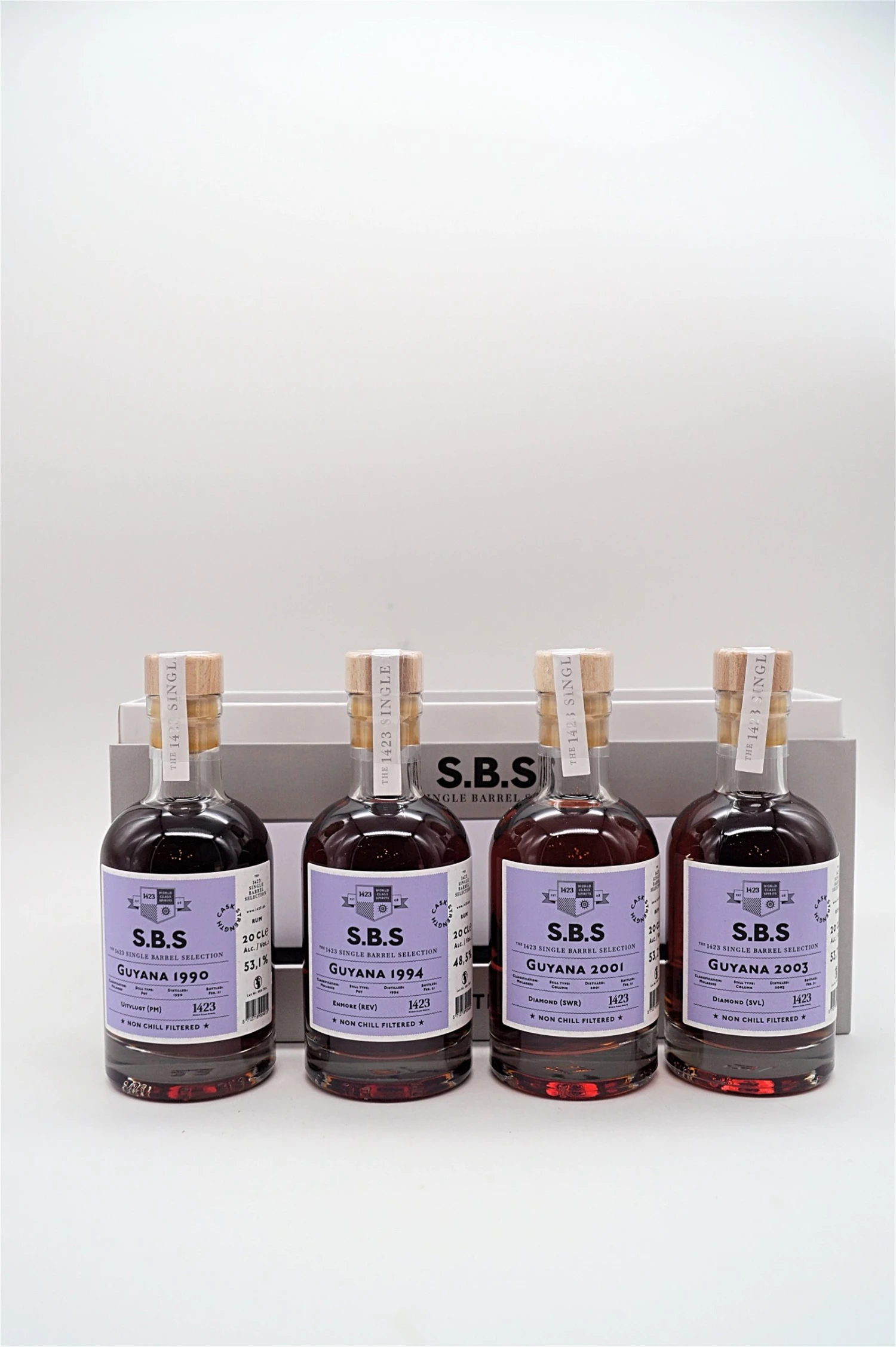 SBS Guyana Cask Strength Giftbox Single Barrel Selection (4x0,2l) 4 SBS Guyana Cask Strength Giftbox Single Barrel Selection (4x0,2l) – Bild 2