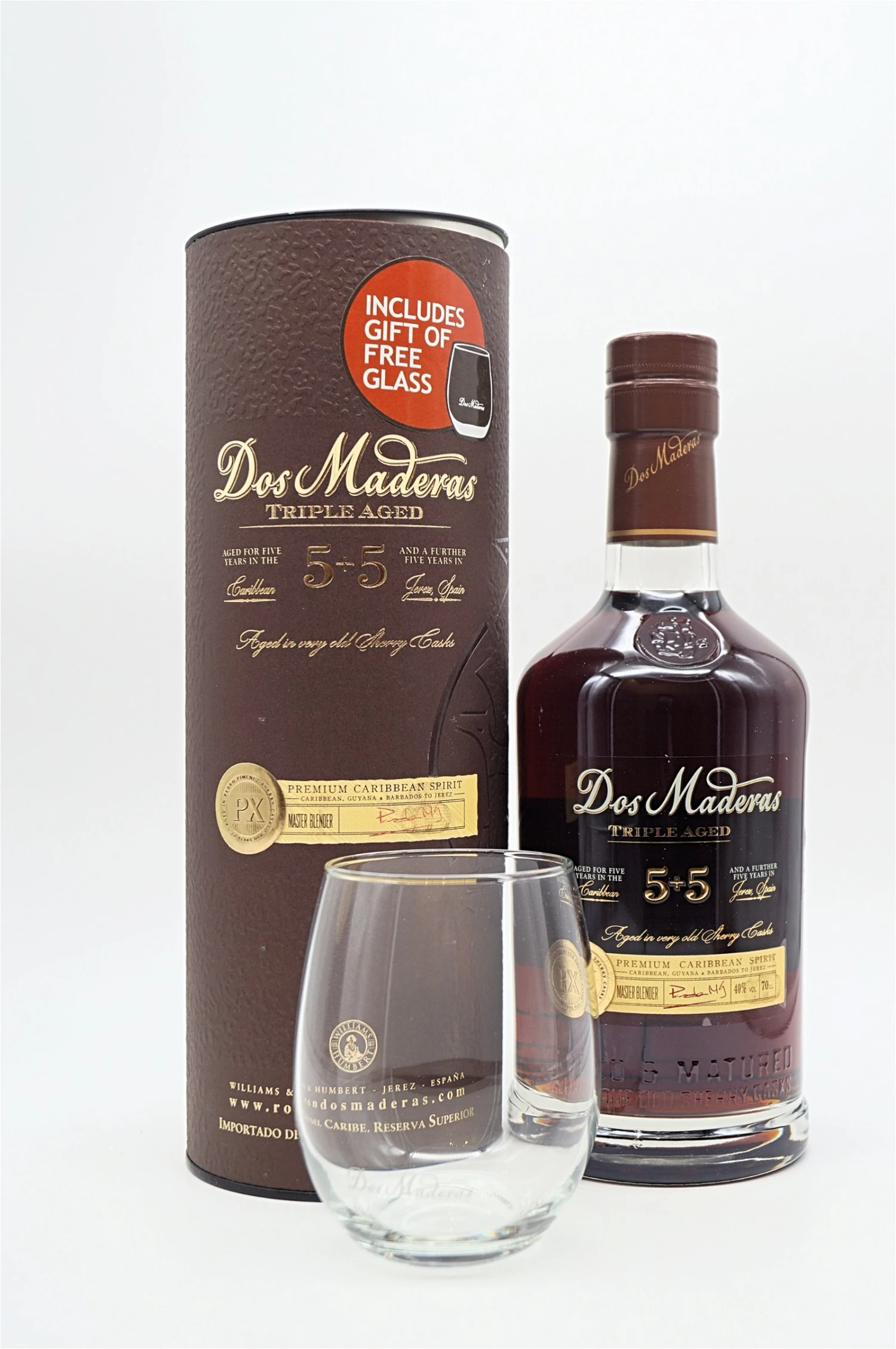5+5 PX Triple Aged Rum Geschenkverpackung Mit Glas 3 5+5 PX Triple Aged Rum Geschenkverpackung Mit Glas